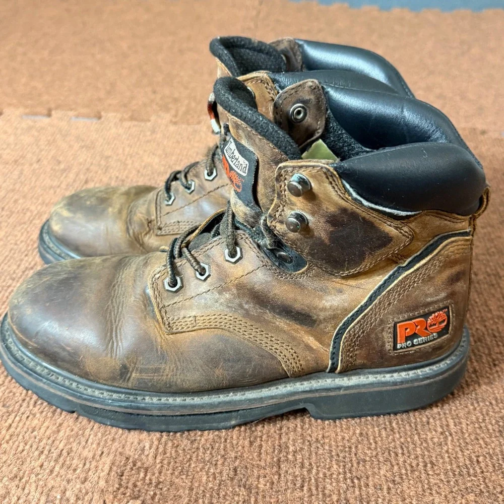 Timberland PRO Series Mens 8.5 M Brown Leather Work Boots 33046‎ Lace Up Ankle